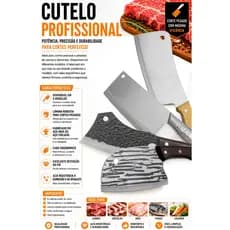 Cutelo Profissional 7 8 10 Pol Aço Inox ou Forjado Cabo Madeira para Carne Churrasco Açougue