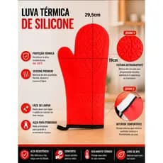 Luva Térmica de Silicone Pegador Panela Quente Forno Industrial Forrada Cozinha Segurança