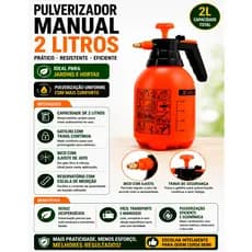 Pulverizador Borrifador Manual 2 litros Spray Pressão Jardinagem Compressão Profissional