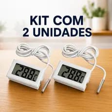 Kit 2 Termômetro Digital Freezer Aquário Chocadeira Sonda Inox Cor Branco Preto Alta Precisão