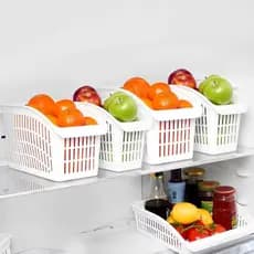 4 Pote Organizador Multiuso Para Geladeira Armário Cozinha Frutas Legumes Plástico