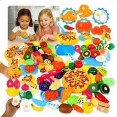 Brinquedo Kit Comidinha Infantil Fruta Legumes Bolo Corte Varias Peças Velkr Crec Cozinha Completa
