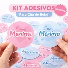 Kit Adesivos Chá Revelação Lembrancinhas Tags Festa Menino Menina Azul Rosa Decoração Envelope Caixa Presente