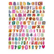Kit Adesivos Letras A a Z Números e Símbolos para Journal Scrapbook Planner Criativo