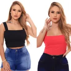 Cropped Canelado Moda Feminina Colorido Estampado Camuflado Floral Onça Básico Casual Versátil Ultra Confortável