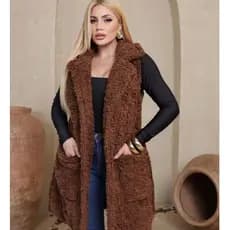 Colete Teddy Feminino Longo Soltinho Pelúcia Aconchegante Casual Chic Moda Outono Inverno