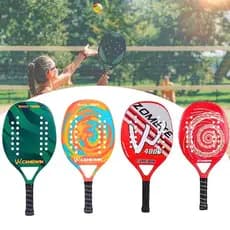 Raquete Sortida Para Beach Tennis Profissional 50cm Fibra Carbono Superfície Áspera + Capa Protetora