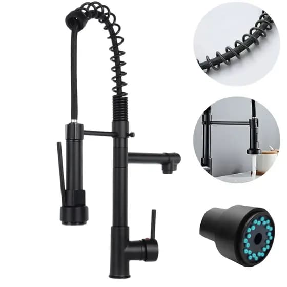 Torneira Monocomando Gourmet Aço Inoxidável Flexível Fosca Com Ducha 360° Retrátil Arejador