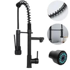 Torneira Monocomando Gourmet Aço Inoxidável Flexível Fosca Com Ducha 360° Retrátil Arejador