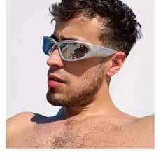 Óculos De Sol Espelhado Oval Tendência Y2k Bale Ref Hype