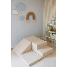 Playground de Espuma para Quarto Infantil – Diversão Segura e Aconchegante no Estilo Bouclé Bege