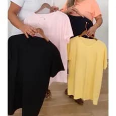 Blusa Camiseta Feminina Algodão - Camiseta Unissex Manga Curta - Malha de Qualidade - Tamanho P, M, G e GG - Grandes, compre um tamanho menor!