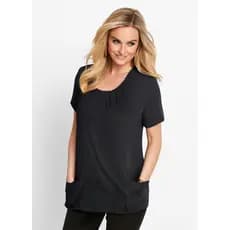 Blusa Feminina Manga Curta com Bolsos Preta - Blusinha Social Feminina Evangélica - Tshrts Feminina