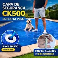 Capa de Segurança CK500 Piscina 3x1,5 Metros em PVC Evita Quedas e Acidentes + Kit Instalação