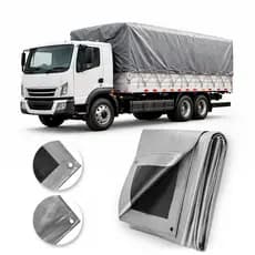 Lona de Caminhão Cinza Preta CK300 10X8 Metros 300 Micras Impermeável com Ilhós Reforçada