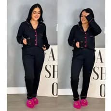 Pijama Americano 100% Algodão Longo Inverno Amamentação Pós Cirúrgico Com Botões
