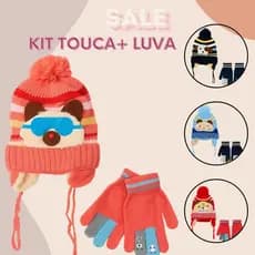 Kit Touca Infantil + Par de luvas Menina Menino Quentinha