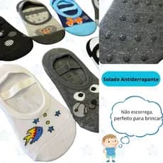 Meias Sapatilha Antiderrapante Infantil Sortido de 1 a 9 anos Menino