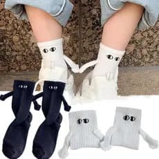 Kit 2 Pares Meias Magneticas em Imã Mãos Dadas Adulto Casal Amigos Academia Presente