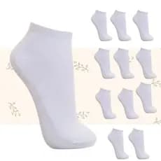 Kit Com 3, 6 ou 12 Pares de Meia Soquete Feminina Invisível Sapatilha Branca Cano Curto Veste  33 ao 38