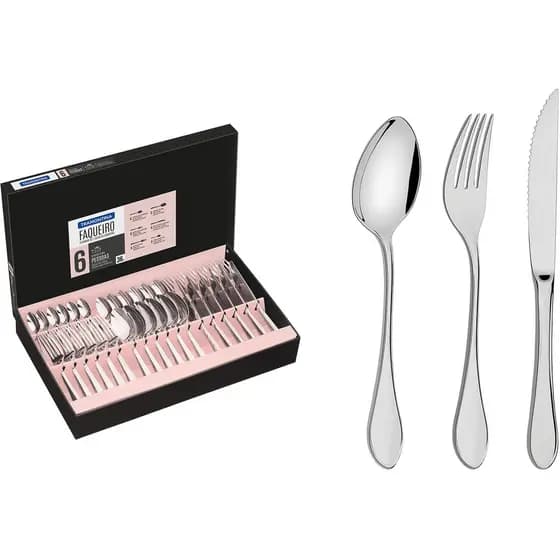 Faqueiro Tramontina Inox C/ Facas P/ Churrasco Italy 36 Pç