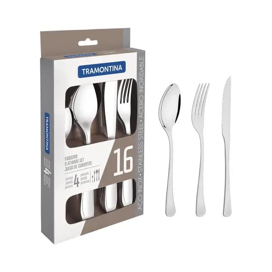 Faqueiro Tramontina Aço inox Havana Facas P/ Churrasco 16 Pç
