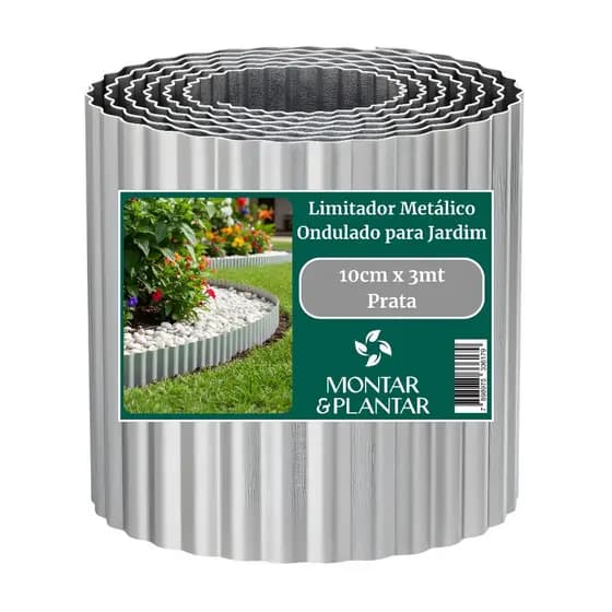 Limitador Metálico Ondulado para Jardim 10cm x 3mt Prata