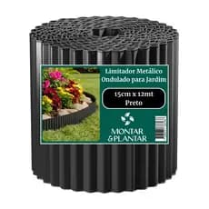Limitador Metálico Ondulado para Jardim 15cm x 12mt Preto