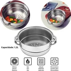 Cozi-vapore Tramontina Aço Inox Solar 16cm 1,6L