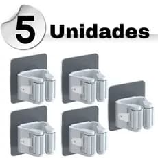 Kit 5 Suportes Adesivo Organizador Vassouras Rodos Suportes Organizadores Sem Furar Parede
