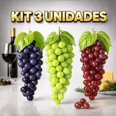 Kit De 01 Até 03 Cachos de Uvas Artificiais Decorativas Realistas para Cozinha Fruteira Mesa Posta