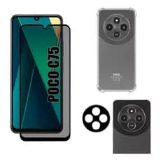 Kit Para Xiaomi Poco C75 Película Privacidade + Capa Capinha Anti Shock+Pelicula Camera 3D