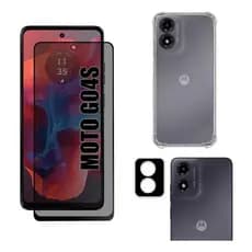 Kit Para Moto G04s Motorola Película Privacidade + Capa Capinha Anti Shock+Pelicula Camera 3D
