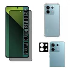 Kit Para Xiaomi Note 13 Pro 5G Película Privacidade + Capa Capinha Anti Shock+Pelicula Camera 3D