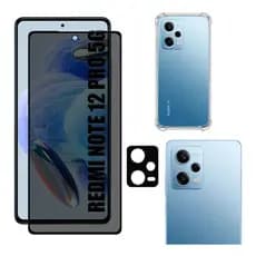 Kit Para Xiaomi Redmi Note 12 Pro 5G Película Privacidade + Capa Capinha Anti Shock+Pelicula Camera 3D