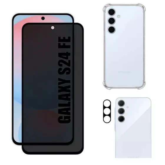 Kit Para Samsung S24 Fe Película Privacidade + Capa Capinha Anti Shock+Pelicula Camera 3D