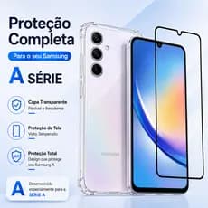 Kit Película 3D HD + Capa Anti-Shock Compatível Samsung A17 A15 A06 A14 A16 A07 | Proteção Tela Anti-Arranhão Anti