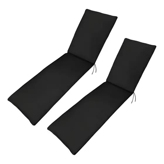 Kit 2 Almofadas P/ Espreguiçadeira Piscinas Azul Marinho Cor Preto Lisa