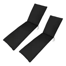 Kit 2 Almofadas P/ Espreguiçadeira Piscinas Azul Marinho Cor Preto Lisa