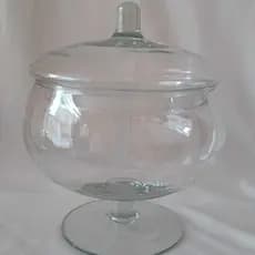Taça Bomboniere Maracanã Grande Com Tampa E Pe Baixo Vidro Transparente 2,200litro altura 22 Cm E De Largura 18 CM