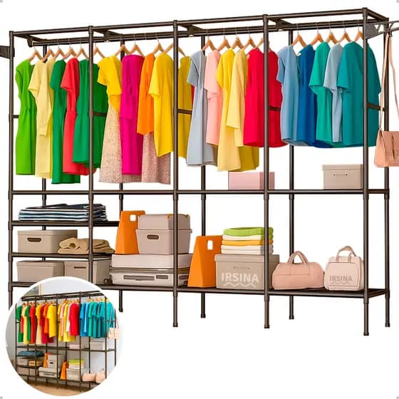 Arara Closet Aberto Cabideiro Guarda Roupa Rack Sapateira Roupeiro 4 Portas Organizador Modulado