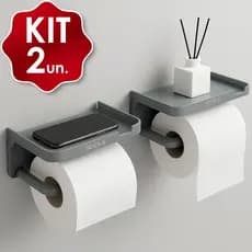 Suporte Porta Papel Higiênico Apoio de Celular Lenço Umedecido Parede Adesivo Banheiro Rolo
