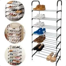 Sapateira Vertical Multiuso 7 Prateleiras para Sapatos Calçados Desmontável Aço Inox