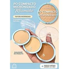 Pó compacto Pó facial Micronizado Mia Make Maquiagem pele oleosa acabamento