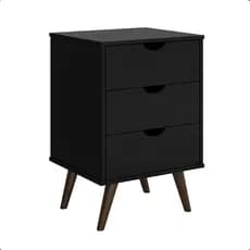 Mesa De Cabeceira Retrô 3 Gavetas Grécia Plus Luxo - Preto