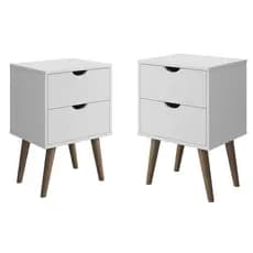 Kit 2 Mesas Cabeceira Madri Mesinha Lateral Cama Criado Quarto Casal Solteiro Pés Palito Retrô
