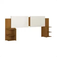 Kit Mesa De Cabeceira Com Painel De Cama Bicolor Retro Davi