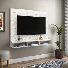 Painel Tv 50 Polegadas Nicho Inferior com Divisória Decoração Slim Quarto Sala Estar Organizador