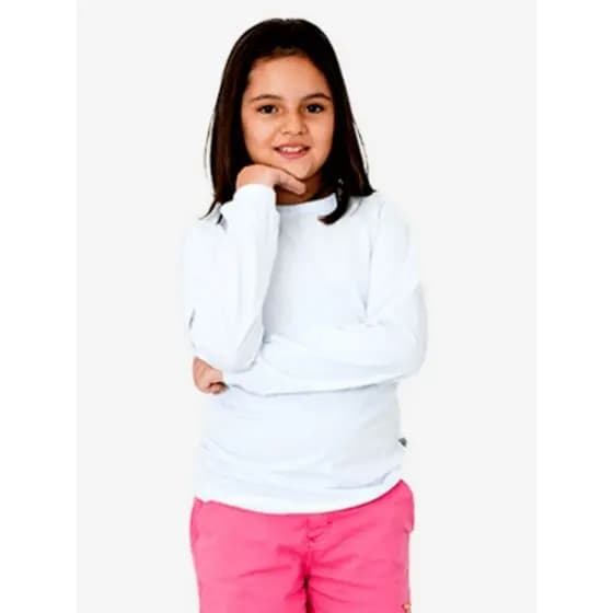 Camiseta Infantil Branca Básica Manga longa Unissex