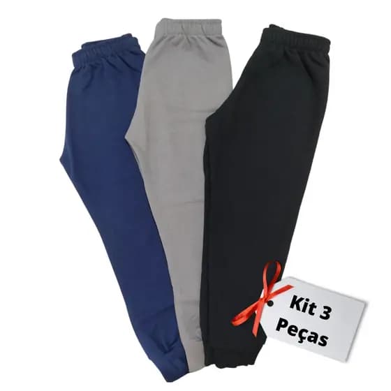 Kit 3 Calca Moletom Criança Flanelado Inverno Infantil Multimarcas